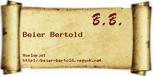 Beier Bertold névjegykártya